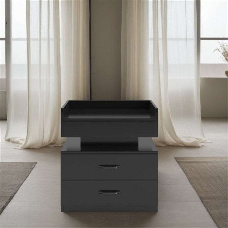 Versatile Nightstand with Adjustable LED Strip and Ample Storage