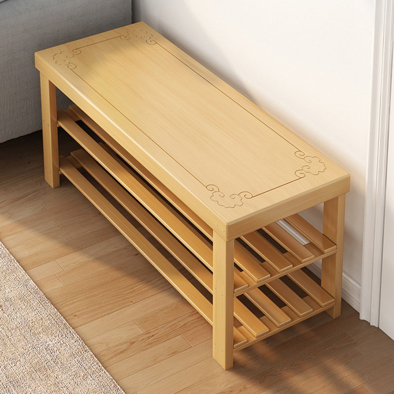 3-Tier Wooden Shoe Rack Seating Bench Hallway Storage Organiser Holder Stand, Entryway Shoe Rack Organizer with Sturdy Frame, Space-Saving Shoe Shelf for 9-12 Pairs