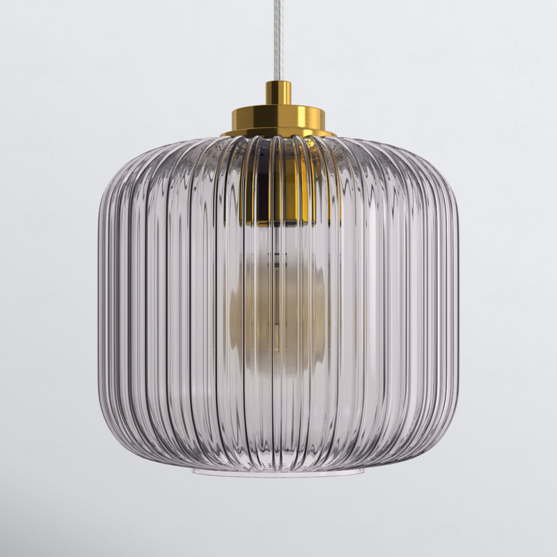 Jacobson 1-Light Ribbed Glass Pendant, Smoke
