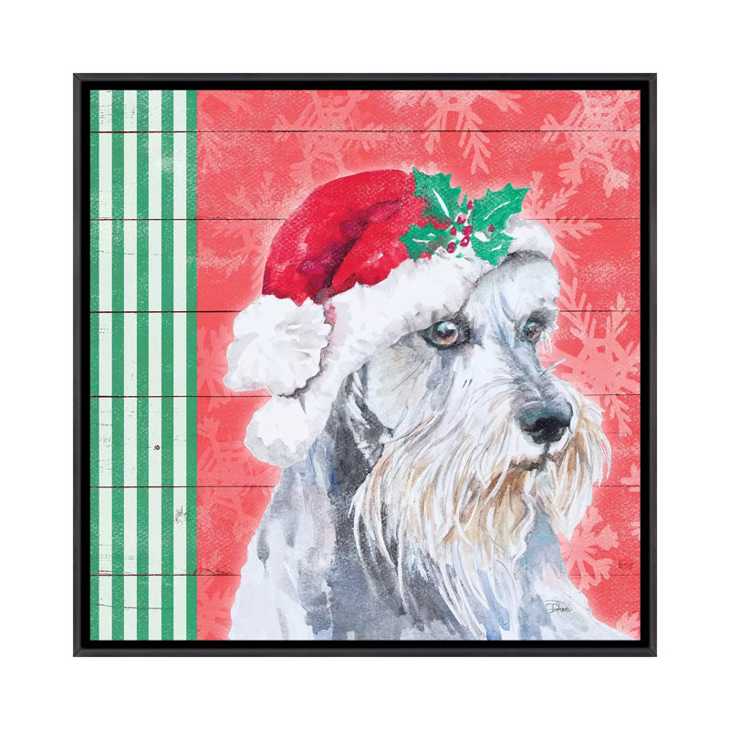 "Holiday Puppy V" par Patricia Pinto, reproduction d’art, Pas de tapis, H 18 po x l 18 po x 1,5 po