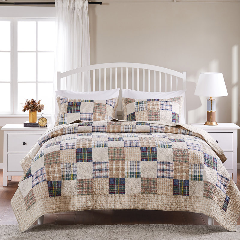 Oxford Red Cotton Reversible Full Quilt Set