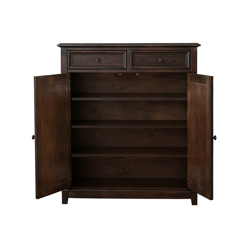Dark Walnut Solid Wood Shoe Storage Bench, 45.67" H x 31.5" W x 15.75" D