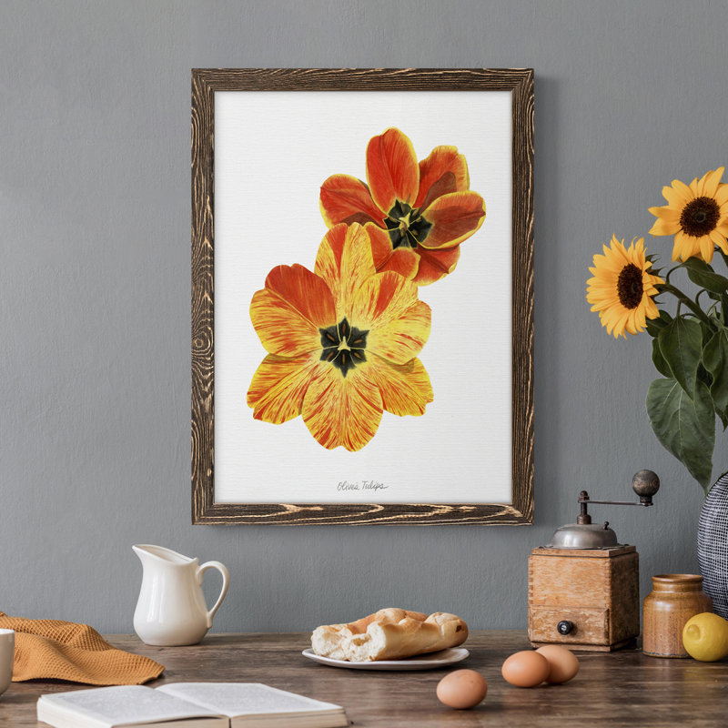 Toile encadrée de qualité supérieure Olive's Tulips II - prête à être accrochée, H 20 po x l 17 po x P 1 po, Noyer