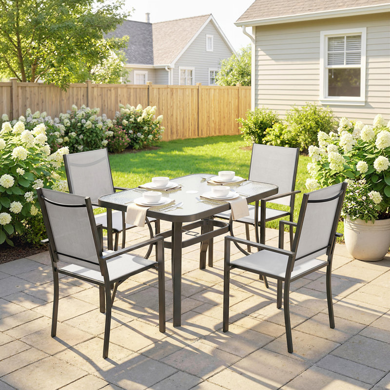 Steel Patio Dining Set Table,