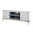 Mirrored TV Stand For 65 Inch Tvs With Open Storage And Two Cabinets