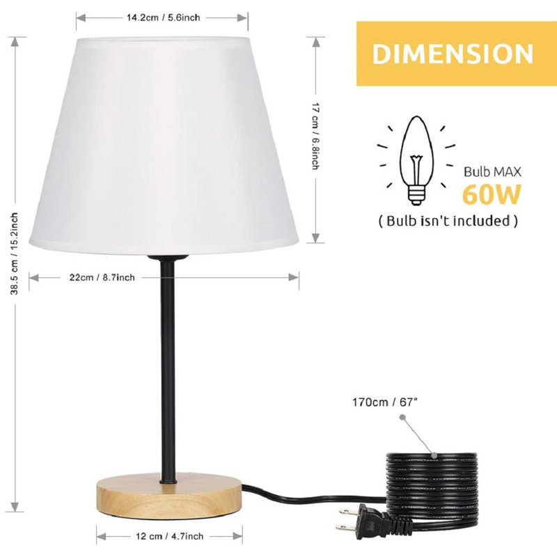 Zariah Wood Table Lamp, Black