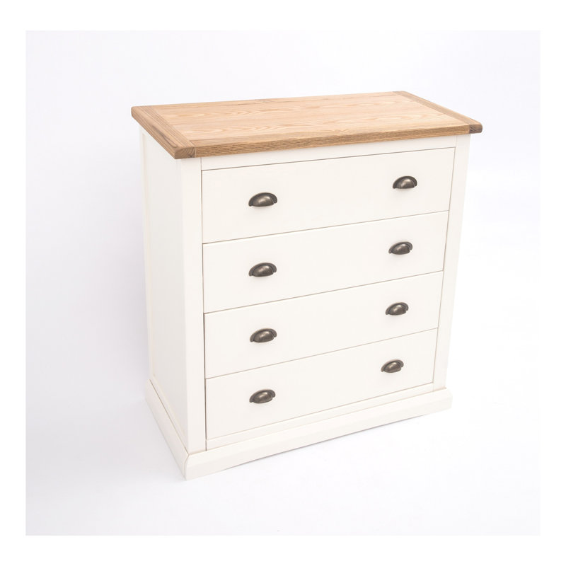 Henriqueta 90 cm W Chest of 4 Drawers, Off White