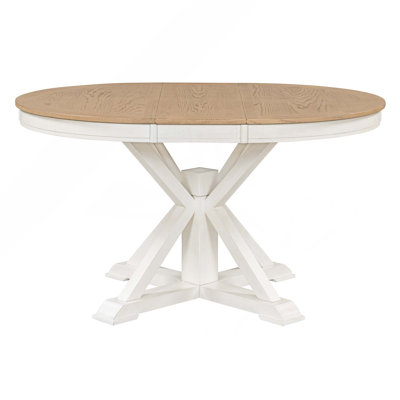 Retro Functional Extendable Dining Table With A 12" Leaf For Dining Room And Living Room