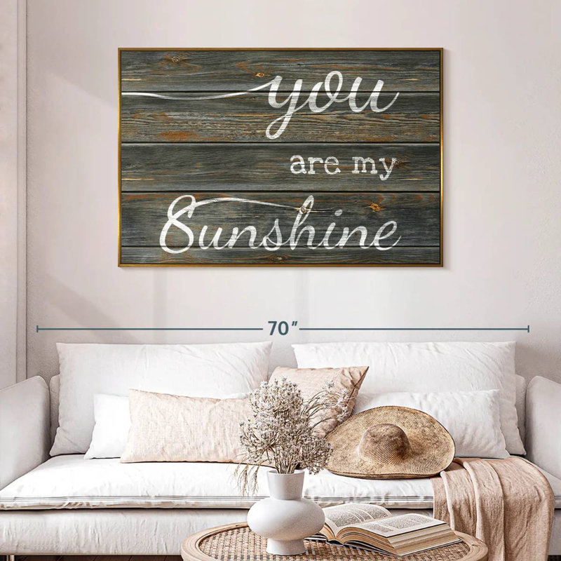 You Are My Sunshine Typographie I, 46 po x 31 po, Cadre flottant doré