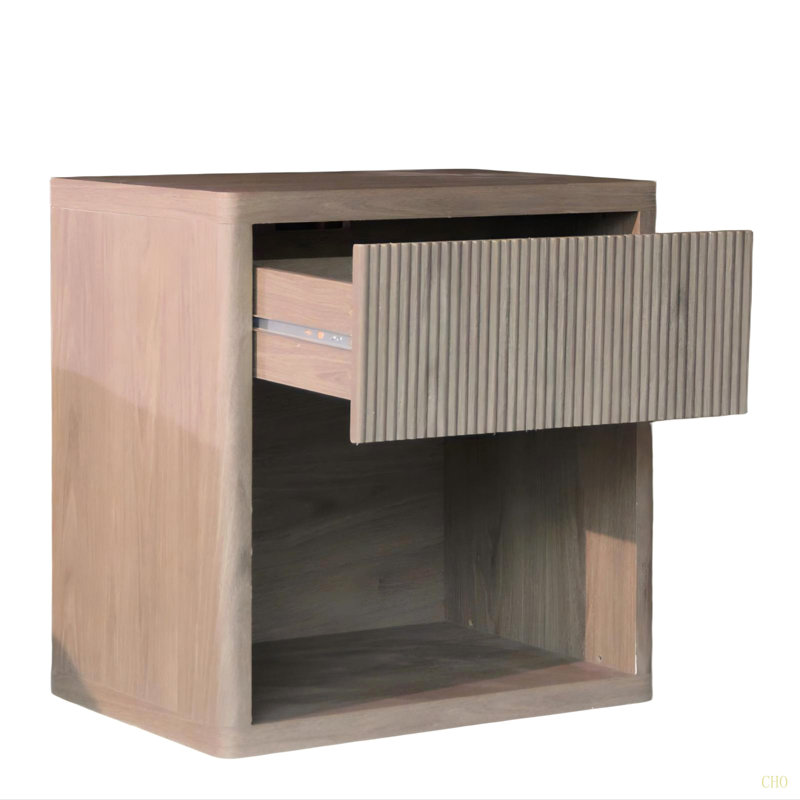 Table de chevet avec table de chevet avec rangement et tiroir, Brun cendré