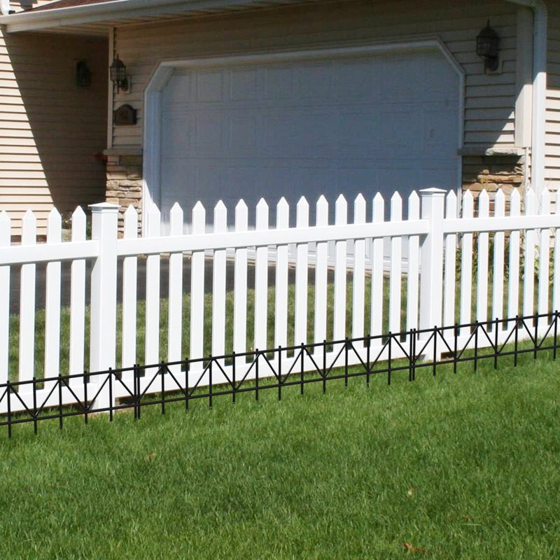 15'' H x 24'' W Animal Anti-digging Barrier Fence Rustproof Decorative Garden Fence, 24" W x 15" H, Black