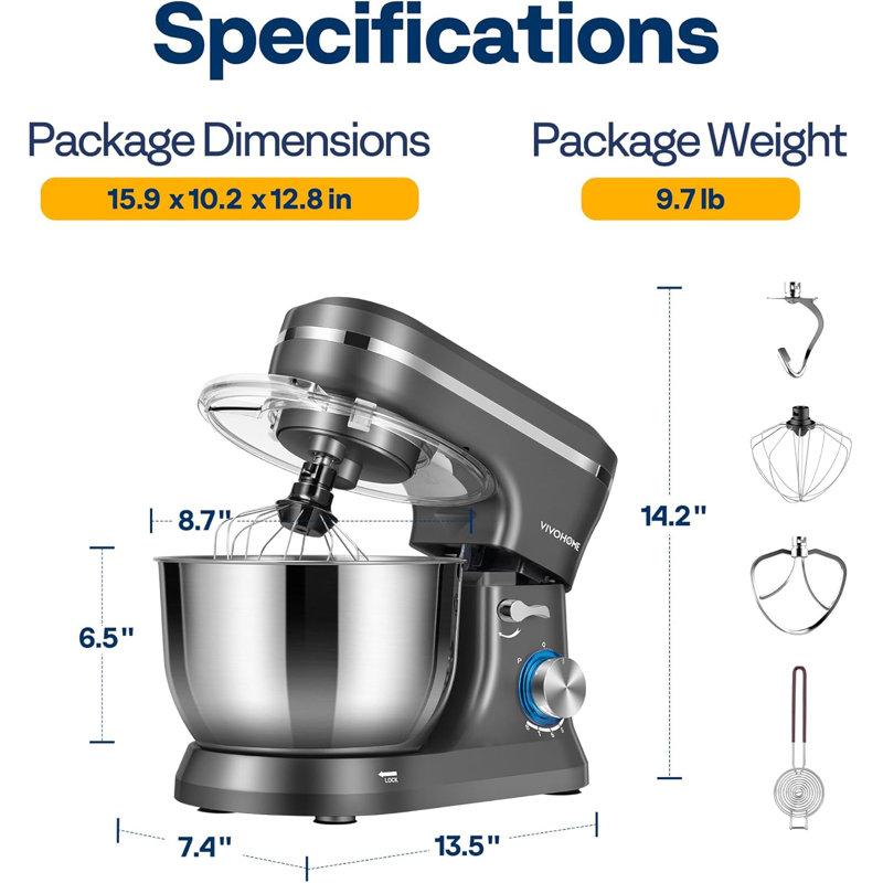380w 4.75qt. 8-speed Stand Mixer, Gray