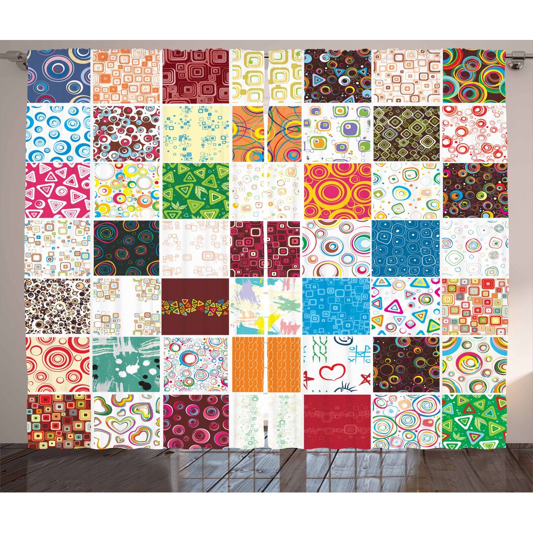 Rustikaler Vorhang, Patchwork Retro Style, Bunt, Mehrfarbig