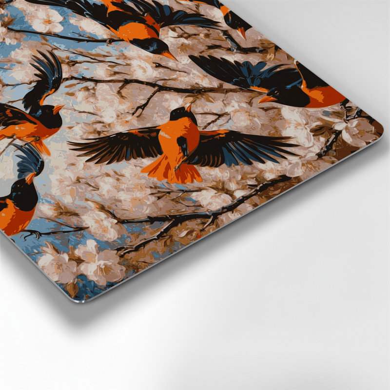 Oiseaux, art mural gris Oriole de Baltimore, H 144 po x l 144 po x P 0,05 po