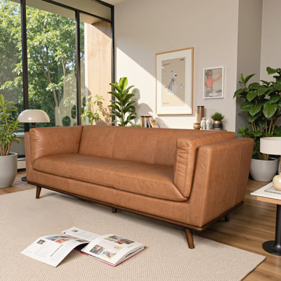 Melin 85.5" Genuine Leather Square Arm Sofa by Steelside