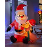 Pre-Lit Santa With Dog Inflatable