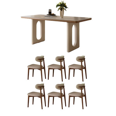 Solid wood rectangular retro dining table set
