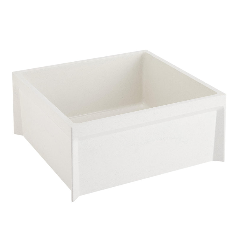 Linwald 24-1/8" Free Standing Single Basin Stone Composite Utility Sink, White