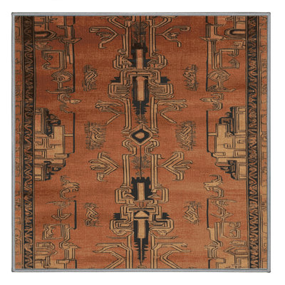 Machine Washable Art Deco Brown Area Rug