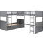 Lit superposé simple Space avec mezzanine et deux tiroirs gris - Conception avec possibilités de rangement pratiques-118036347
