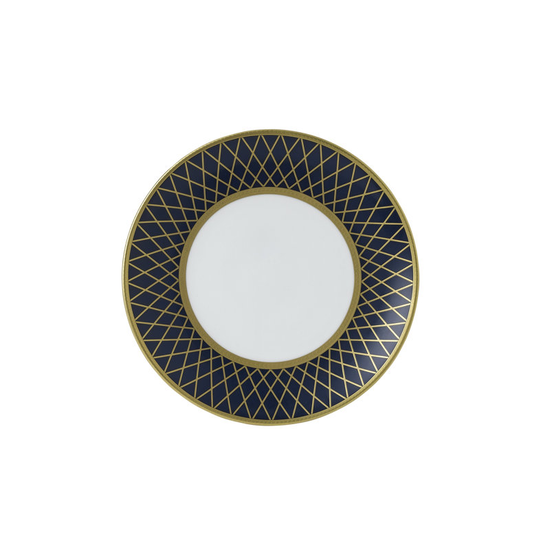 Handmade Bone China Bread And Butter Plate, Navy Blue