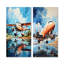 Plane Wildlife Takeoff Anticipation - Ensemble d'art mural sur toile Avion-1422200752-1422200757