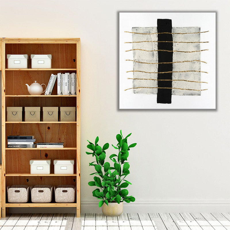 Tablettes texturées I, noir et blanc - reproduction d'art sur toile, H 12 po x l 12 po