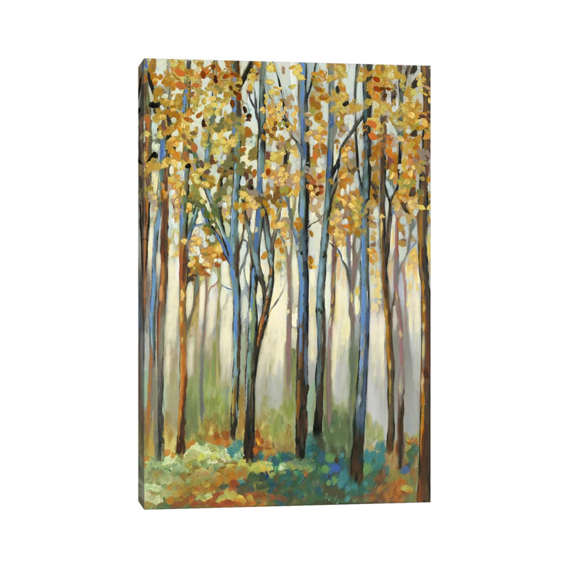Golden Leaves by Allison Pearce - Painting on Canvas, Wrapped Canvas, 20.32 cm H x 30.48 cm W