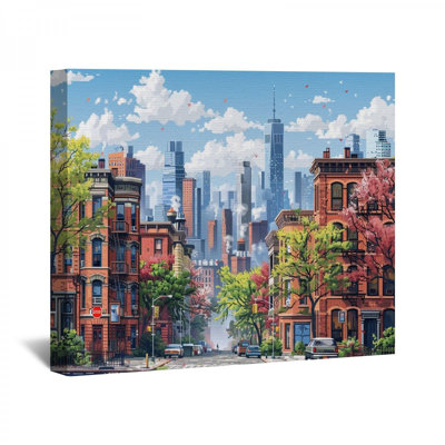 Paysage urbain encadré sur toile