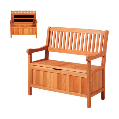Outdoor Storage Bench, 2-Person Wooden Storage Bench, 33 Gallons Deck Box With Side Handle, Supports Up To 705 Lbs, Weatherproof Outdoor Seating And Porch Decor, For Patio Garden Balcony Yard