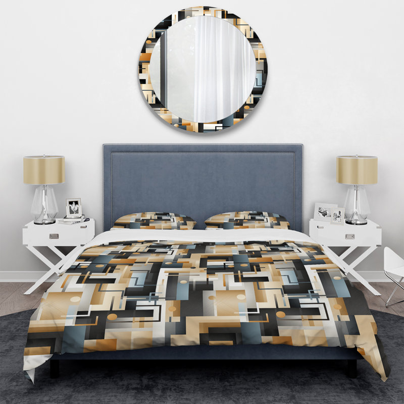 Ensemble de housse de couette géométrique Metropolitan Neutral Color Geometric