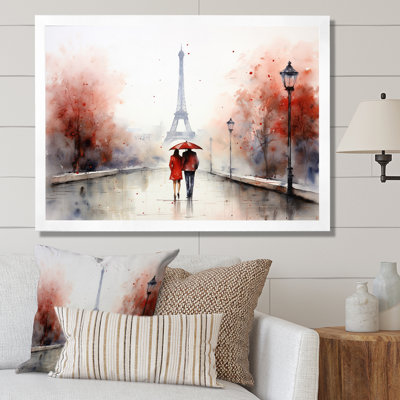 In Love In Paris Eiffel Tower Vintage Watercolor - Paris Large Wall Art