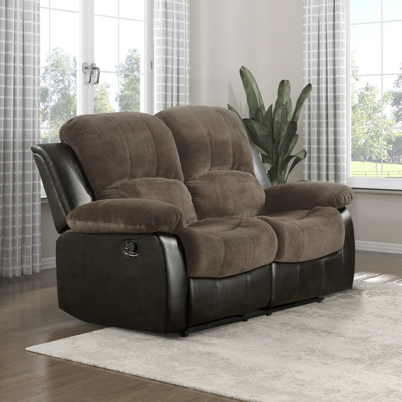 Causeuse inclinable double traditionnelle de 62,5 po Pablo, Microfibre brun foncé / microsuède