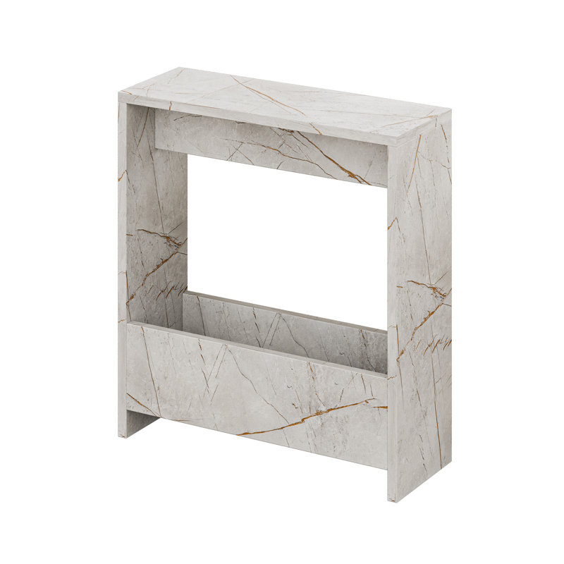 Beeler Modern Slim Compact Side Table, Grey Marble
