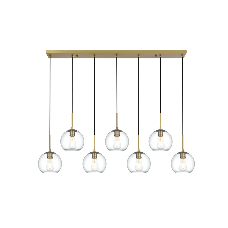 54 Inch Pendant Clear Shade, Satin Gold