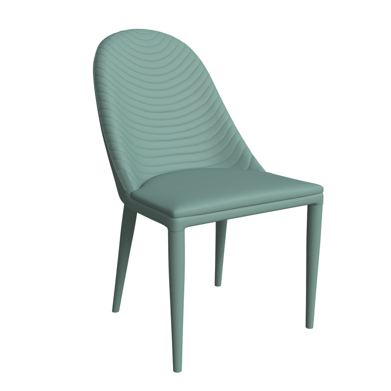 Driskill Dining Chair Upholstered In Leather With Iron Legs Set Of 4, Green, Green, 4