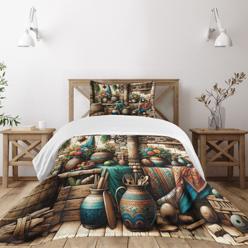 Polyester Floral Coverlet, Twin Coverlet / Bedspread + 1 Standard Sham
