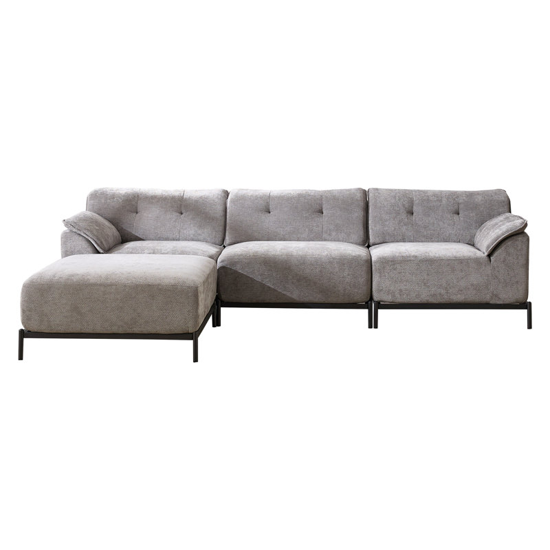 Canapé modulaire en L avec repose-pieds 106,3 po, Gris chenille