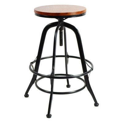 Kinser Solid Wood Adjustable Height Counter Stool with Solid Wood Frame