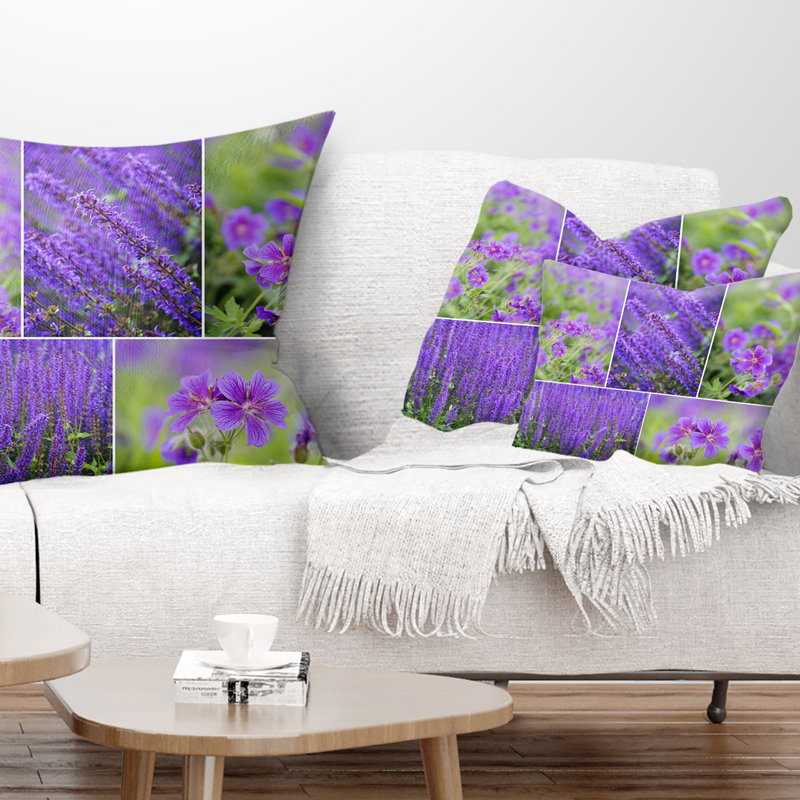 Coussin Blue Spring Flowers Collage