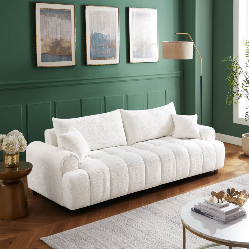 Canapé rembourré 91 po Logun, 100 % polyester blanc