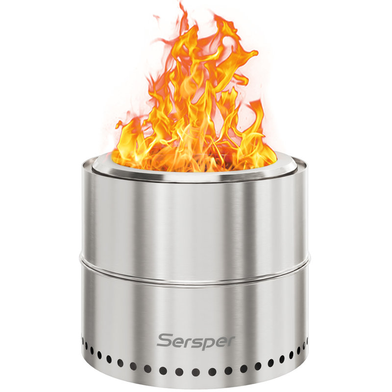 Sersper 19'' Stainless Steel Smokeless Portable Fire Pit with Carry Bag