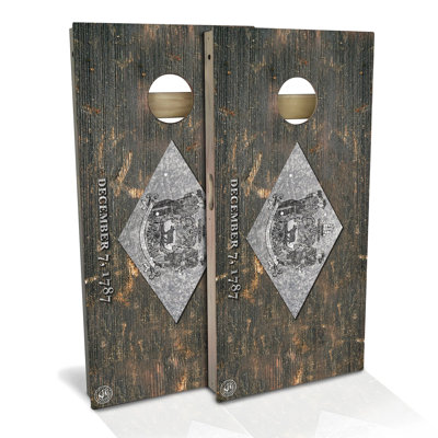 Delaware Flag Vintage Cornhole Board Set | Includes (2) Boards, (8) Bags & Optional Accessories