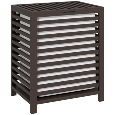 Bamboo Laundry Hamper with Lid & Easy-Clean Removable Liner