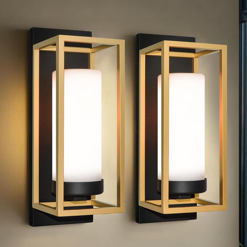 Ensemble de 2 luminaires d'extérieur dorés