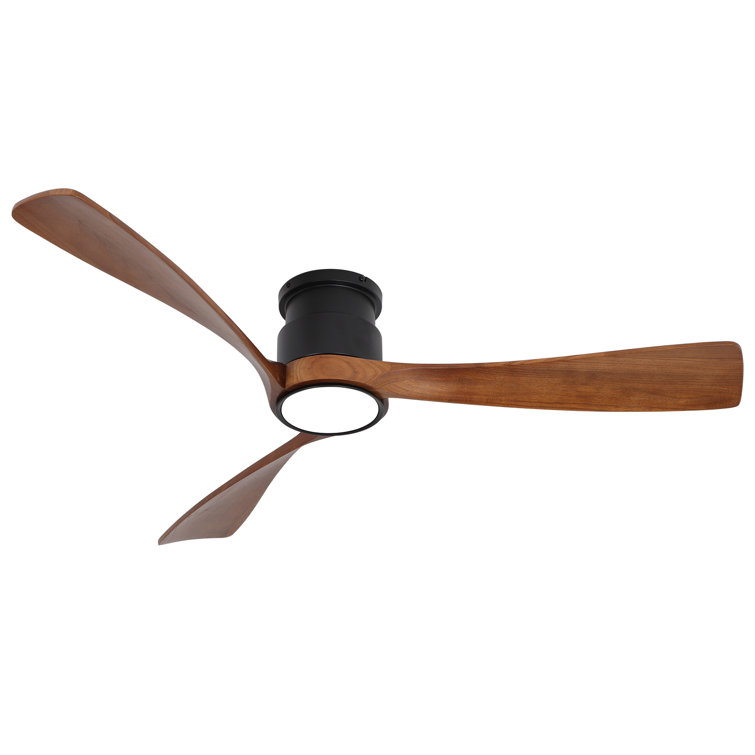52" Wood Ceiling Fan, (with Light With Remote Control) With 3 Solid Wood Blades, Wooden Ceiling Fan For Indoor And Outdoor Use, Suitable For Living Room, Dining Room, Patio And More