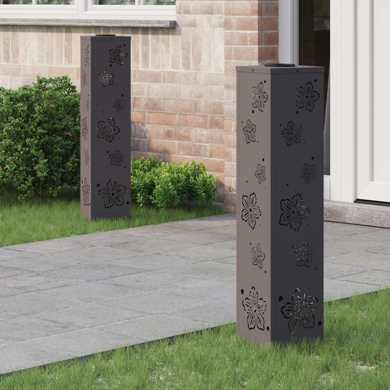 Solar Powered Steel Pathway Light, Black, 80cm H x 18cm W x 18cm D