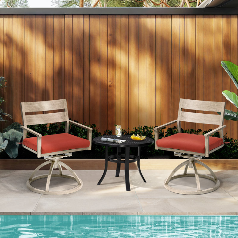 Chaise de salle à manger pivotante et berçante pour l'extérieur en aluminium avec Sunbrella Cusion, Rouge