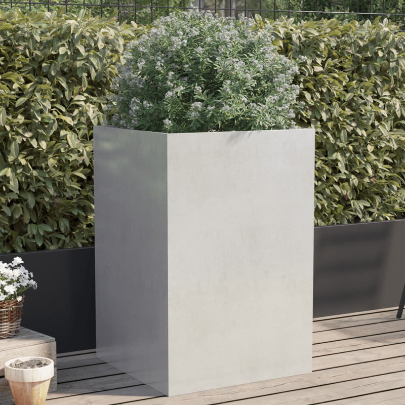Planter Steel, 75cm H x 52cm W x 48cm D, Silver