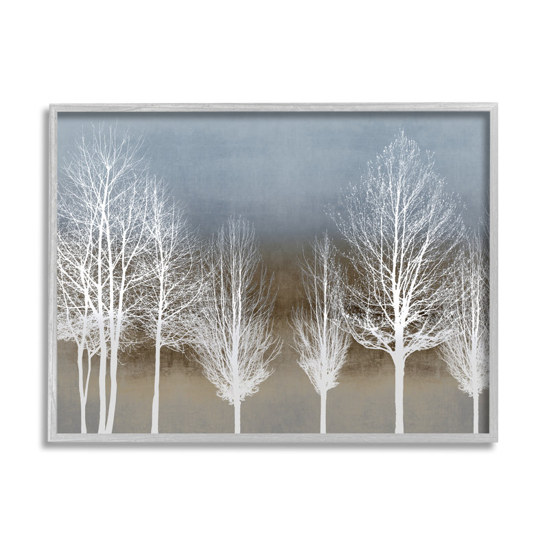 «Abstract Forest Line White Bare Tree Silhouettes» par - Impression, H 11 po x l 14 po x P 3 po, Estampe numérique Farmhouse